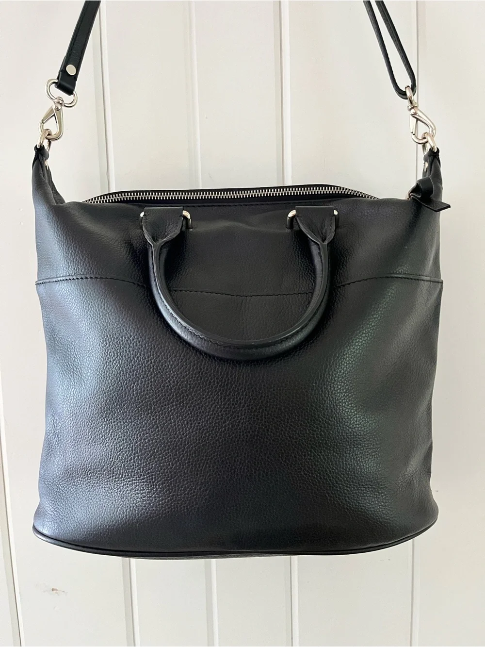 Banana Republic Black Pebbled Leather Satchel/Shoulder Bag